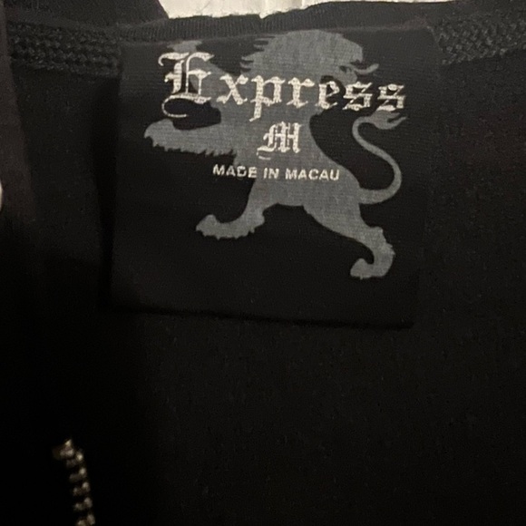 Y2K Style Express Lion Metallic Gloral Zip Up 3/4 sleeve sweatshirt Medium - Picture 3 of 4